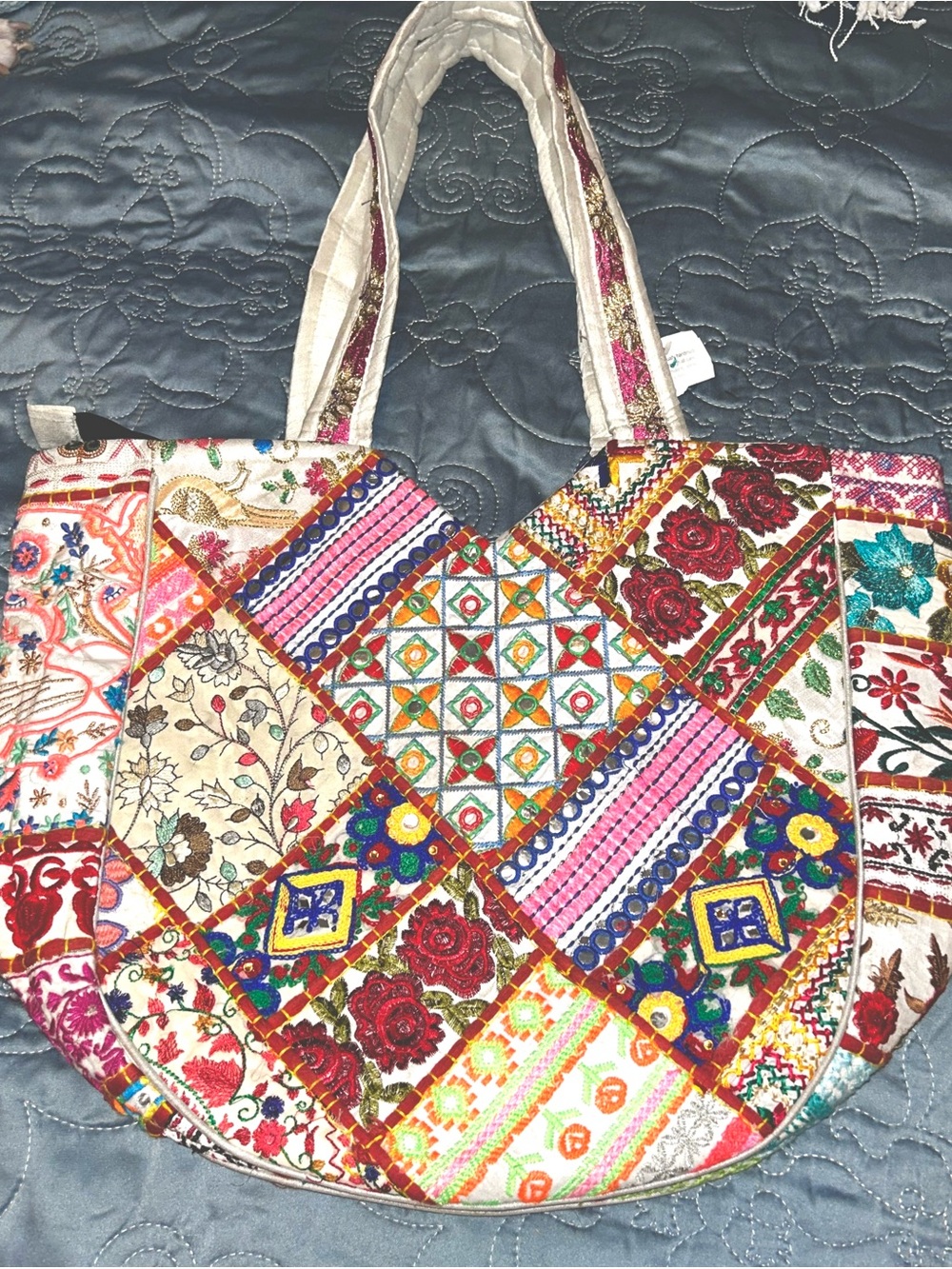 Colorful Patchwork Embroidered Women’s Tote Bag